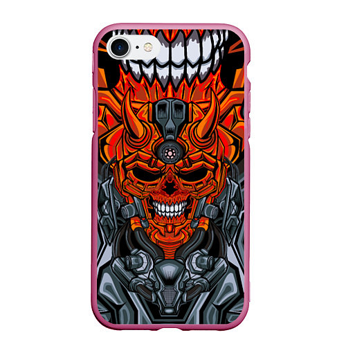 Чехол iPhone 7/8 матовый CyberSkull / 3D-Малиновый – фото 1