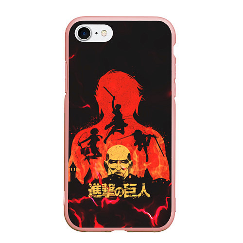 Чехол iPhone 7/8 матовый Attack on titan Атака титан / 3D-Светло-розовый – фото 1