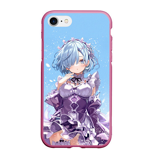 Чехол iPhone 7/8 матовый Re:Zero, Рем / 3D-Малиновый – фото 1