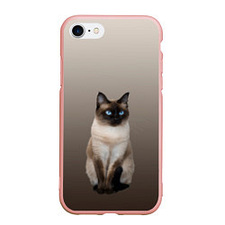 Чехол iPhone 7/8 матовый Сиамский кот голубые глаза, цвет: 3D-светло-розовый