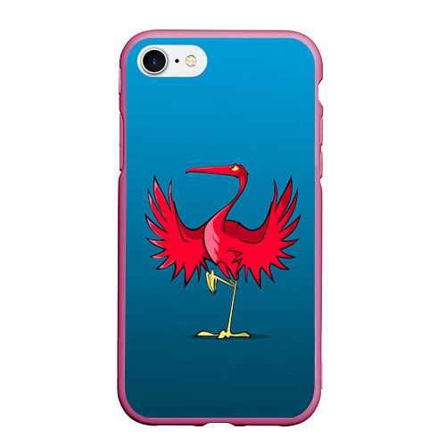 Чехол iPhone 7/8 матовый Красный журавль / 3D-Малиновый – фото 1