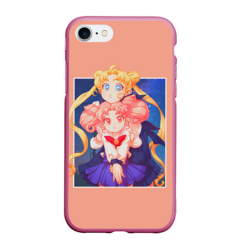 Чехол iPhone 7/8 матовый Sailor Moon Сейлор Мун / 3D-Малиновый – фото 1