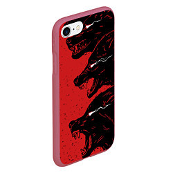 Чехол iPhone 7/8 матовый Evil Wolves, цвет: 3D-малиновый — фото 2