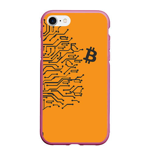 Чехол iPhone 7/8 матовый BITCOIN TREE БИТКОИН Z / 3D-Малиновый – фото 1