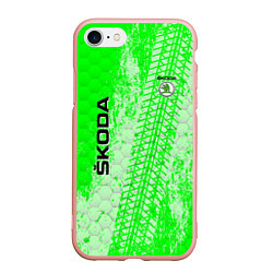 Чехол iPhone 7/8 матовый SKODA, цвет: 3D-светло-розовый