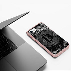 Чехол iPhone 7/8 матовый БИТКОИН BITCOIN, цвет: 3D-светло-розовый — фото 2