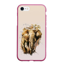 Чехол iPhone 7/8 матовый Акварельный слон брызги