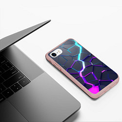 Чехол iPhone 7/8 матовый НЕОНОВЫЙ РАЗЛОМ 3Д РАЗЛОМ, цвет: 3D-светло-розовый — фото 2