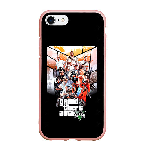 Чехол iPhone 7/8 матовый Grand Theft Auto five / 3D-Светло-розовый – фото 1