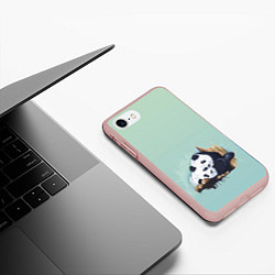 Чехол iPhone 7/8 матовый Акварельные панды, цвет: 3D-светло-розовый — фото 2