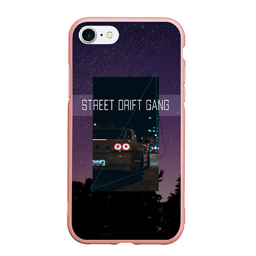 Чехол iPhone 7/8 матовый Street Drift Gang Дрифт / 3D-Светло-розовый – фото 1