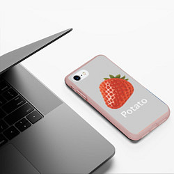 Чехол iPhone 7/8 матовый Strawberry potatoes, цвет: 3D-светло-розовый — фото 2