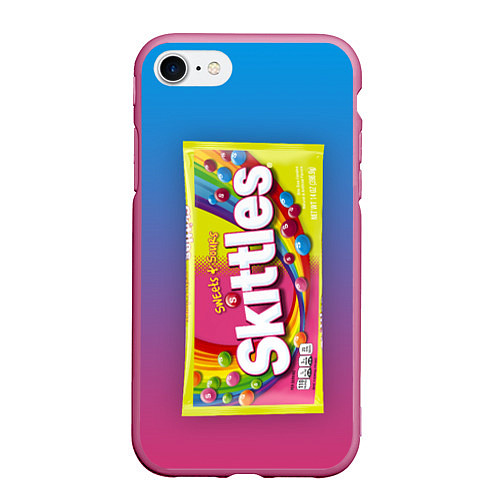 Чехол iPhone 7/8 матовый Skittles Желтый / 3D-Малиновый – фото 1