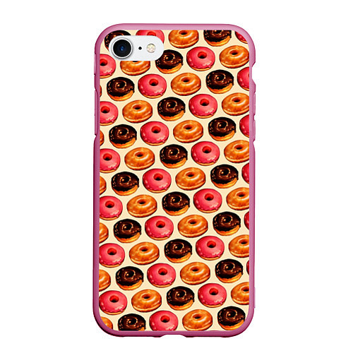 Чехол iPhone 7/8 матовый Пончики / 3D-Малиновый – фото 1