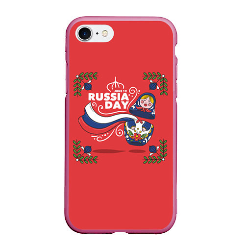 Чехол iPhone 7/8 матовый Russian Day / 3D-Малиновый – фото 1