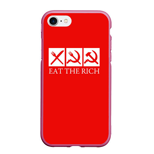 Чехол iPhone 7/8 матовый Eat The Rich / 3D-Малиновый – фото 1