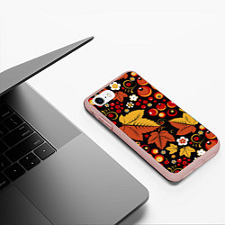 Чехол iPhone 7/8 матовый ХОХЛОМА, цвет: 3D-светло-розовый — фото 2