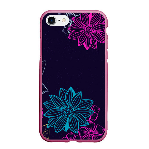 Чехол iPhone 7/8 матовый Красочные Цветы / 3D-Малиновый – фото 1