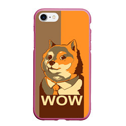 Чехол iPhone 7/8 матовый Doge Wow, цвет: 3D-малиновый