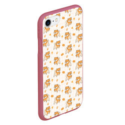 Чехол iPhone 7/8 матовый Крутая Шиба-Ину, цвет: 3D-малиновый — фото 2