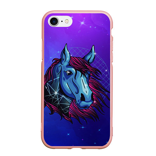 Чехол iPhone 7/8 матовый Retrowave Neon Horse / 3D-Светло-розовый – фото 1