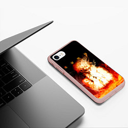 Чехол iPhone 7/8 матовый Огненый Канеки Кен, цвет: 3D-светло-розовый — фото 2