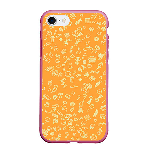 Чехол iPhone 7/8 матовый Оранжевая еда / 3D-Малиновый – фото 1