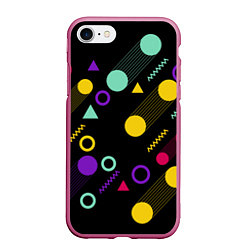 Чехол iPhone 7/8 матовый Круги и Треугольники, цвет: 3D-малиновый