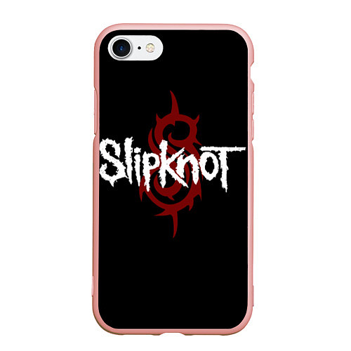 Чехол iPhone 7/8 матовый Slipknot Надпись / 3D-Светло-розовый – фото 1
