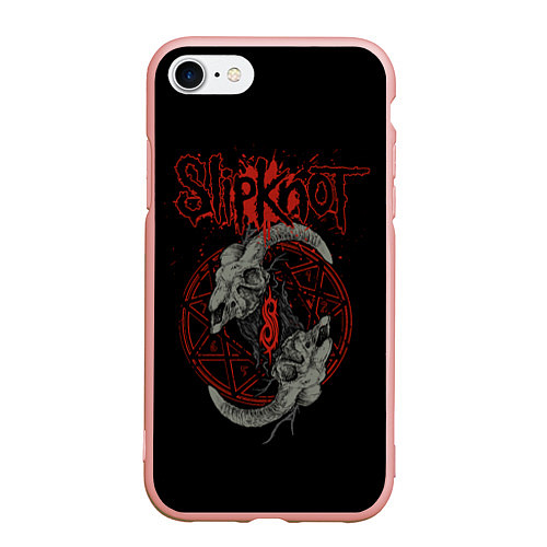 Чехол iPhone 7/8 матовый Slipknot Черепа / 3D-Светло-розовый – фото 1