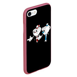 Чехол iPhone 7/8 матовый CUPHEAD PULP FICTION, цвет: 3D-малиновый — фото 2