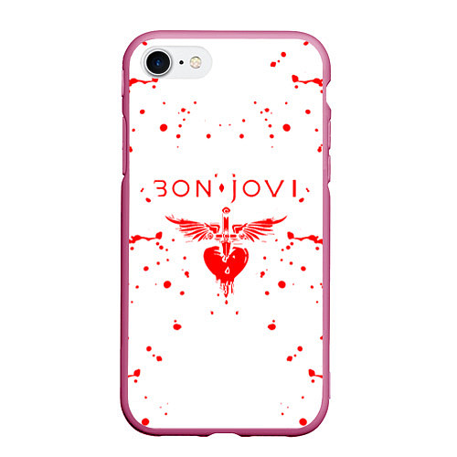 Чехол iPhone 7/8 матовый Bon jovi / 3D-Малиновый – фото 1