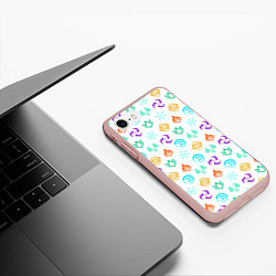 Чехол iPhone 7/8 матовый GENSHIN IMPACT ЭМБЛЕМЫ, цвет: 3D-светло-розовый — фото 2