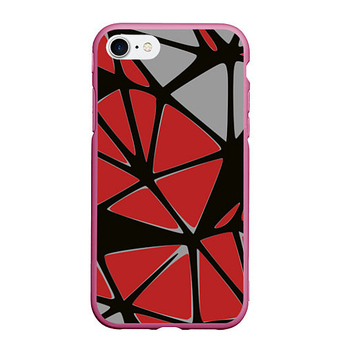 Чехол iPhone 7/8 матовый Треугольники / 3D-Малиновый – фото 1