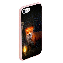 Чехол iPhone 7/8 матовый Лиса с огненной короной, цвет: 3D-светло-розовый — фото 2