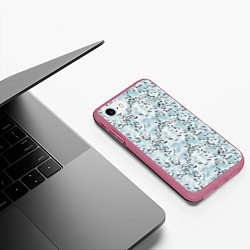 Чехол iPhone 7/8 матовый Следы, цвет: 3D-малиновый — фото 2