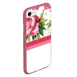 Чехол iPhone 7/8 матовый Нежные Розы, цвет: 3D-малиновый — фото 2