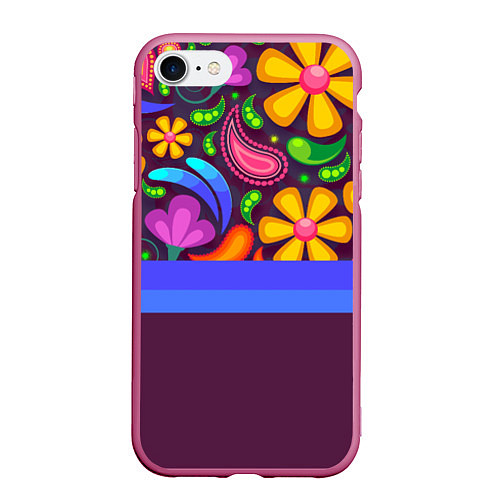 Чехол iPhone 7/8 матовый Мультяшные Цветы / 3D-Малиновый – фото 1