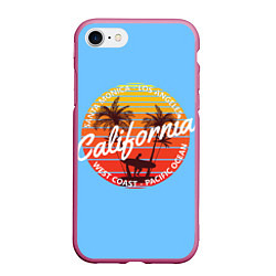 Чехол iPhone 7/8 матовый Калифорния, цвет: 3D-малиновый