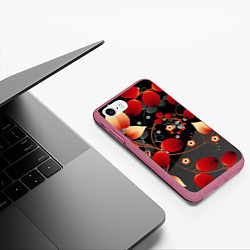Чехол iPhone 7/8 матовый Ягодная роспись, цвет: 3D-малиновый — фото 2