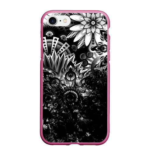 Чехол iPhone 7/8 матовый Floral Pattern / 3D-Малиновый – фото 1