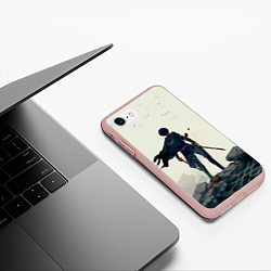 Чехол iPhone 7/8 матовый Атака титанов Леви, цвет: 3D-светло-розовый — фото 2
