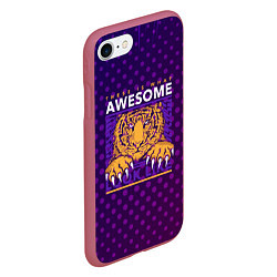 Чехол iPhone 7/8 матовый Awesome Тигр lion like, цвет: 3D-малиновый — фото 2