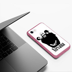 Чехол iPhone 7/8 матовый Nirvana Группа, цвет: 3D-малиновый — фото 2