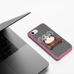 Чехол iPhone 7/8 матовый Valheim рыжая девушка викинг, цвет: 3D-малиновый — фото 2