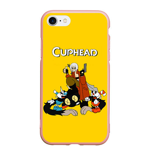 Чехол iPhone 7/8 матовый Cuphead x DMC / 3D-Светло-розовый – фото 1