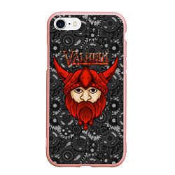 Чехол iPhone 7/8 матовый Valheim красный викинг, цвет: 3D-светло-розовый