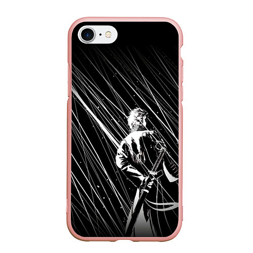 Чехол iPhone 7/8 матовый Вирджил под дождём / 3D-Светло-розовый – фото 1