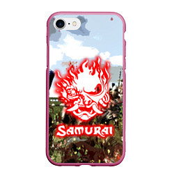 Чехол iPhone 7/8 матовый SAMURAI CYBERPUNK, цвет: 3D-малиновый