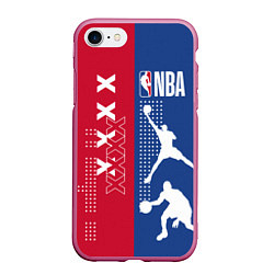 Чехол iPhone 7/8 матовый NBA, цвет: 3D-малиновый